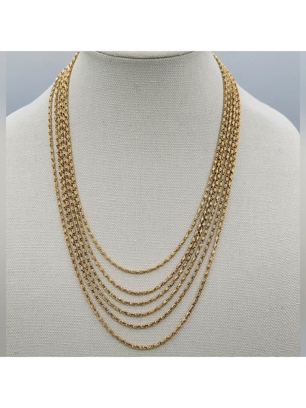 Vintage D'Orlan Necklace Multi Strand Gold Tone #2308